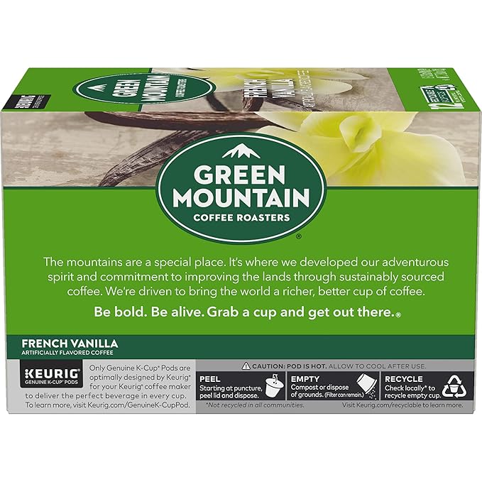 Green Mountain Coffee Roasters French Vanilla Keurig Single-Serve K-Cup pods, Light Roast Coffee, 12 Count