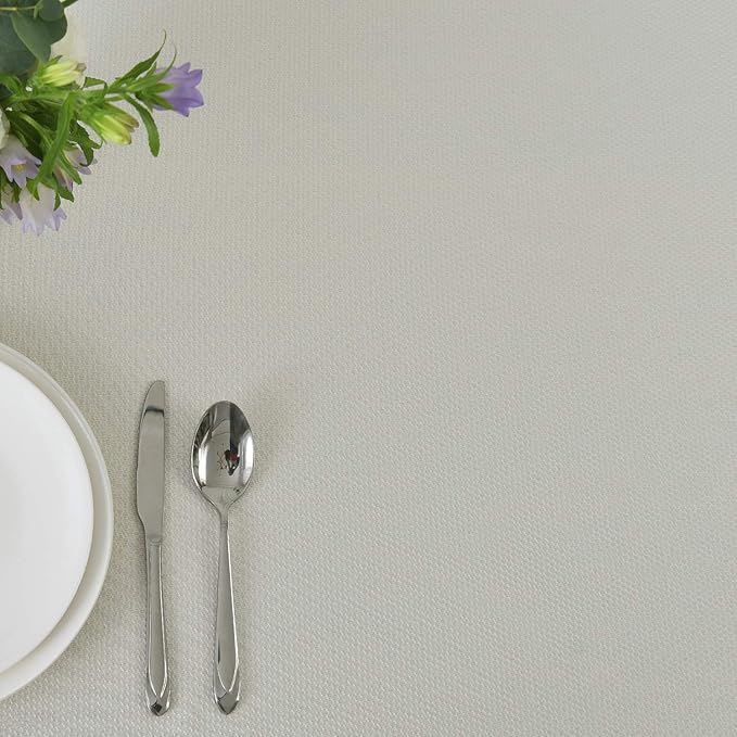 maxmill Jacquard Tablecloth Stain Resistant Waterproof Wrinkle Resistant Spillproof Washable Soft Textured Table Cloth for Dining Room, Indoor and Outdoor Use, Rectangle 60 x 140 Inch, Ivory