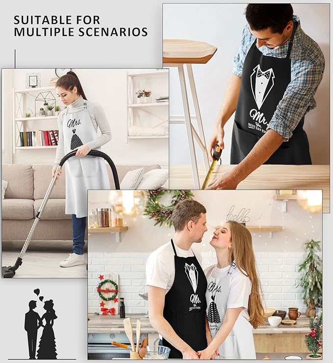 Mr & Mrs Aprons for Couple Gift-Anniversary,Bridal Shower,Wedding,Engagement,Christmas Gifts for Couple,Kitchen Gift Set
