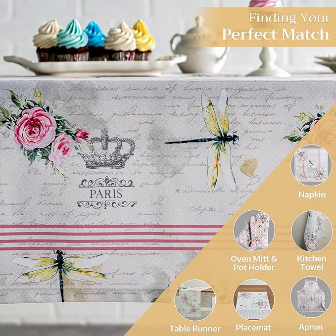 Maison d' Hermine Table Cloth Rectangle Table 100% Cotton 54 x 72 Inches Tablecloth Reusable Decorative for Dining Room Farmhouse Home Valentines Day Decorations Spring Summer - Champ De Mars