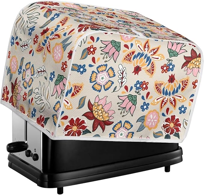 Doojoayie Toaster Cover Dust Resistant Cover for Kitchen Small Appliance Florals 2 Slice Bread Machine Protector Decorative Accessories for Home Kitchen