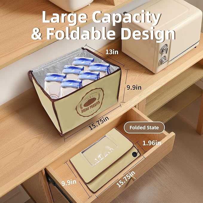 Folding Bread Proofing Box with 50~113℉ Temp Control & 48H Timer and NTC Sensor Dough Proofer, Visible Zippered Sourdough Starter Warmer Box for Bread, Pizza, Yogurt