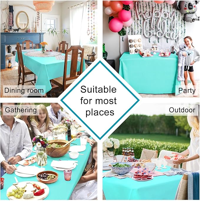 Hiasan Light Blue Rectangle Tablecloth - 30 x 60 Inch - Waterproof & Wrinkle Resistant Washable Fabric Table Cloth for Dining, Party and Outdoor use