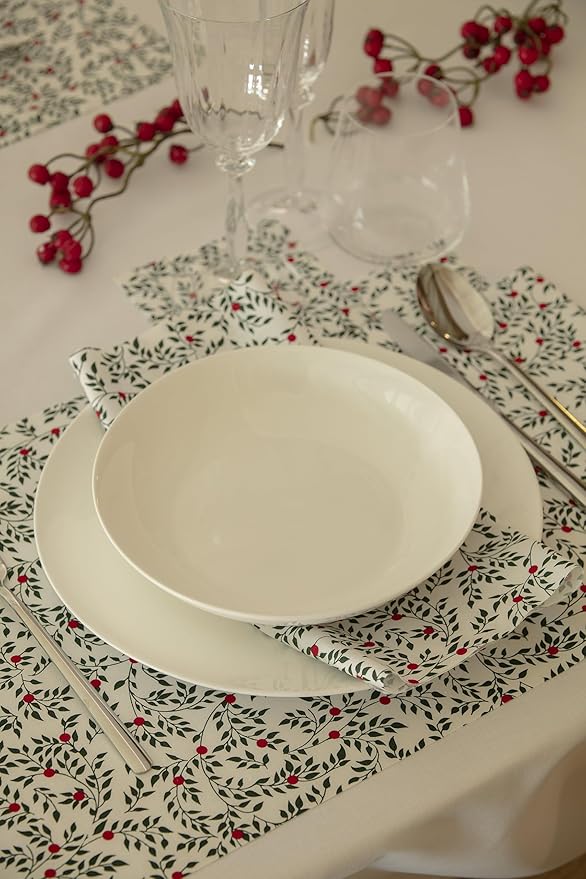 MY DRAP Cotton Cloth Cocktail Napkins Leaves Xmas (4.3 x 4.3 in - 50 Per Roll) Perfect for Christmas, Holidays, Events, Hosting, Parties, Leaf Pattern