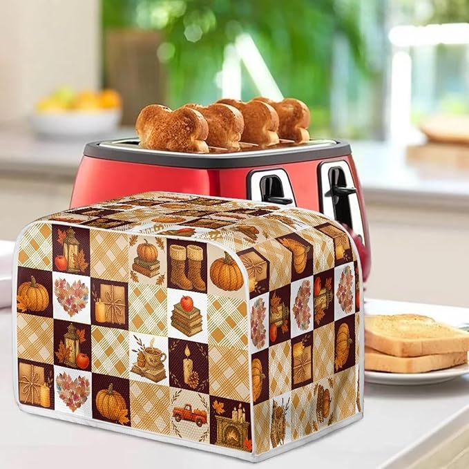 Doojoayie Fall Decor Toaster Cover with Pumpkin Print Dust Resistant Bread Machine Protector Thanksgiving Theme Oven Cover 2 Slice Small Appliance Dust and Fingerprint Protection