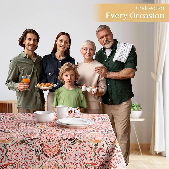 Maison d' Hermine Table Cloth Square Table 100% Cotton 54 x 54 Inches Fall Tablecloth Reusable Everyday Use for Thanksgiving Christmas Decorations Dining Farmhouse Party (Damask)