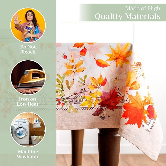 Maison d' Hermine Table Cloth Rectangle Table 100% Cotton 70 x 90 Inches Fall Tablecloth Reusable Everyday Use for Thanksgiving Christmas Decorations Dining Farmhouse Party (Amarante)
