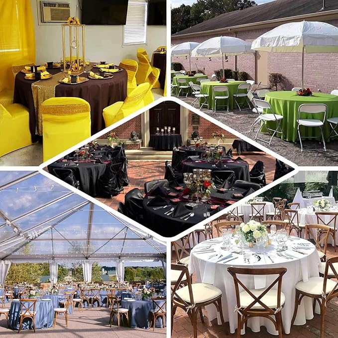 Efavormart Round Tablecloth, 120 Inch Stain & Wrinkle Resistant Washable Table Cloth, Decorative Polyester Fabric Table Cover for Banquet, Wedding, Dining - Hunter Emerald Green