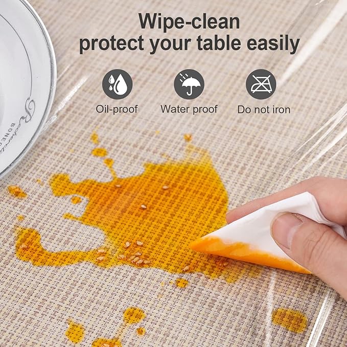 Pioggia Clear Tablecloth Protector Square Waterproof Oil-Proof Plastic Table Cloth Wipeable PVC Table Cover for Indoor and Outdoor (Clear, 60 x 60 Inch)
