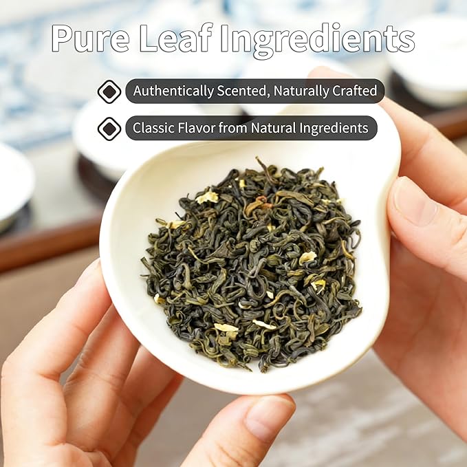 Choteaweis Chinese Jasmine Green Tea Loose Leaf Pure Leaves in Iron Can Green Tea | 100% Natural with No Artificial Additives | 7.05 Ounce (200g)
