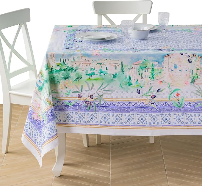 Maison d' Hermine Premium Table Cloth Rectangle Table 100% Combed Cotton 120 x 70 Inches Tablecloth Reusable Decorative for Dining Room, Farmhouse, Home, Party, Festive & Wedding - Luberon