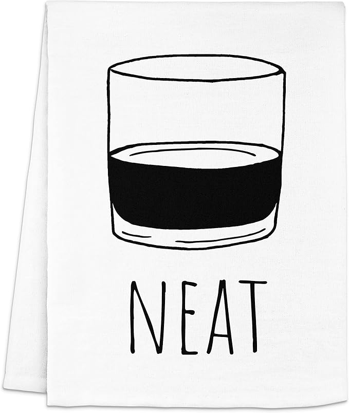 Funny Dish Towel, Neat, Flour Sack Kitchen Towel, Sweet Housewarming Gift, Farmhouse Kitchen Decor, White or Gray (White)
