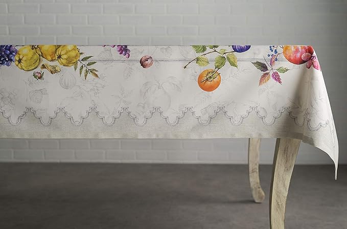 Maison d' Hermine Table Cloth Square Table 100% Cotton 54 x 54 Inches Fall Tablecloth Reusable Everyday Use for Thanksgiving Christmas Decorations Dining Farmhouse Party (Fruit D'Hiver)