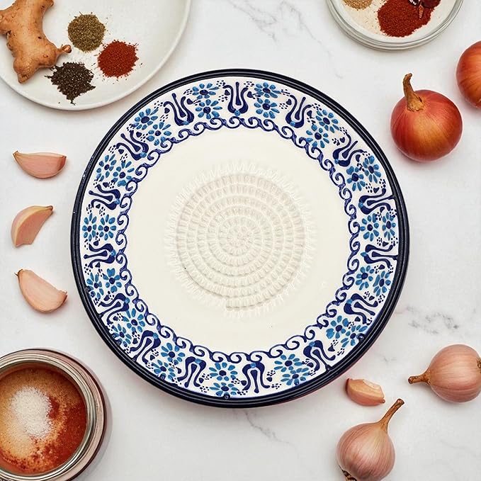 Ceramic Grater Bowl, Garlice Grater Plate, Handmade Ginger Grater, Mincer Bowl for Cheese &Vegetables, Ceramic Decorative Mincer, Hand Dish for Garlic (Sultans Dream)