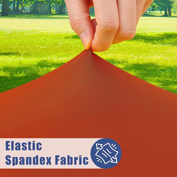 Round Spandex Tablecloth, Elastic Fitted Waterproof Tablecloths for 45"-56" Tables, Stretch Washable Picnic Table Cover for Camping, Dining, Indoor and Outdoor, Rust