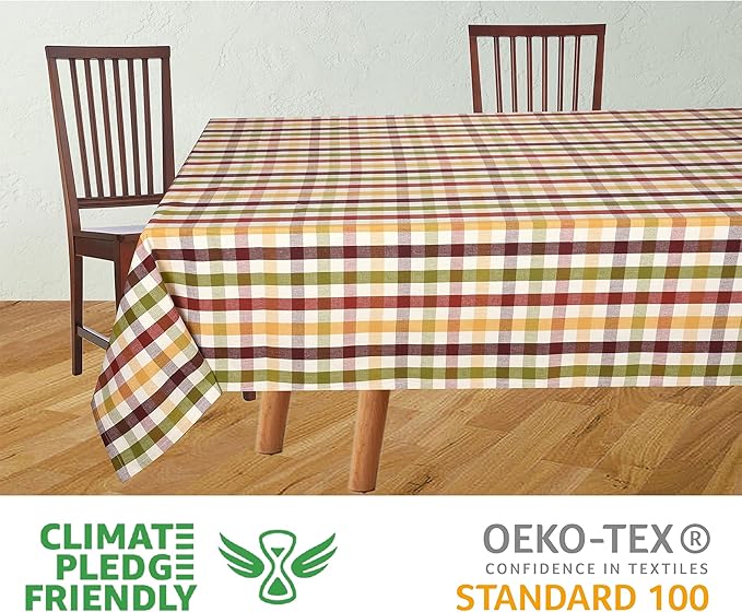 Urban Villa Christmas Tablecloth Buffalo Check Table Cloth Tabletop Cover Kitchen Dining Tablecloth 100% Cotton Great Parties Wedding Holiday Dinner Rectangle 52X70 Inches 4-6 Seats Table Cloth