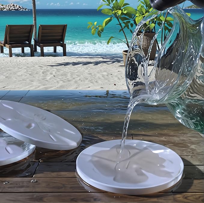 Mixed Shells Absorbent Drink Coasters - Handmade - 4.38 inch (4pc) - McCarter Coasters - Made in USA
