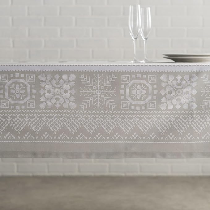 Maison d' Hermine Table Cloth Rectangle Table 100% Cotton 60 x 108 Inches Fall Tablecloth Reusable Everyday Use for Thanksgiving Christmas Decorations Dining Farmhouse Party (Cozy Christmas)