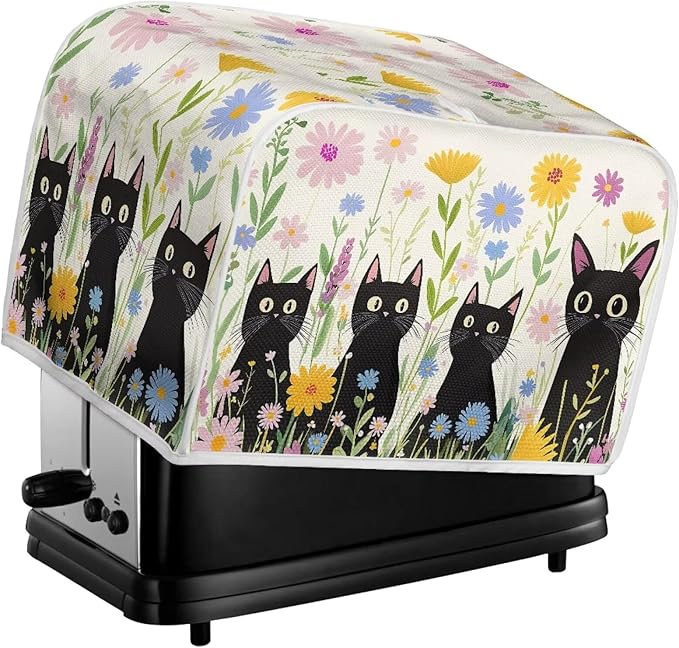 Doojoayie Black Cat Toaster Cover Small Appliance Cover 2 Slice Dustproof Toaster Machine Protection for Most Standard Toasters