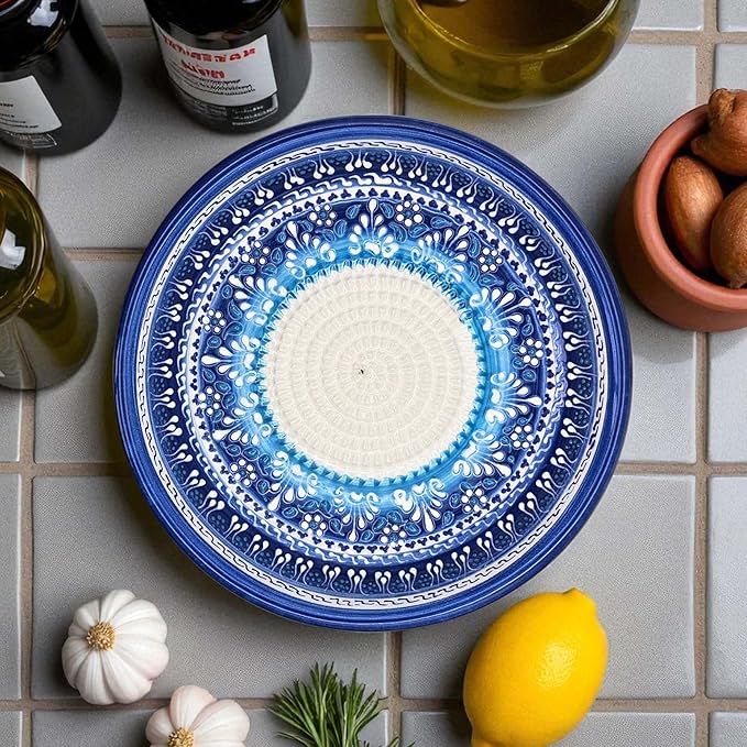 Ceramic Grater Bowl, Garlice Grater Plate, Handmade Ginger Grater, Mincer Bowl for Cheese &Vegetables, Ceramic Decorative Mincer, Hand Dish for Garlic (Festive Mandala)