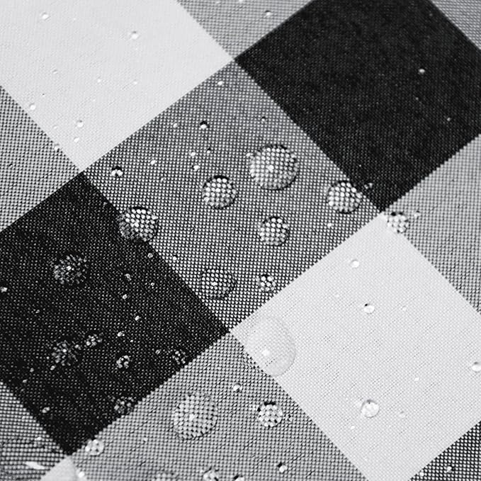 Hiasan Checkered Round Tablecloth 50 Inch - Waterproof Stain and Wrinkle Resistant Washable Fabric Table Cloth for Dining Room Party Outdoor Picnic, Black and White
