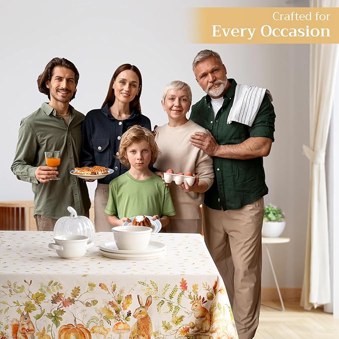 Maison d' Hermine Table Cloth Rectangle Table 100% Cotton 70 x 108 Inches Fall Tablecloth Reusable Everyday Use for Thanksgiving Christmas Decorations Dining Farmhouse Party (Pumpkin Passion)