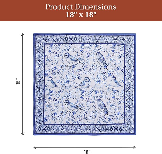 Maison d' Hermine Cloth Napkins Set of 4 100% Cotton Everyday Reusable Square Napkins Cloth Washable Dinner Party Wedding Restaurant Valentines Day Decorations Spring/Summer (Dutch Base, 18" x 18")