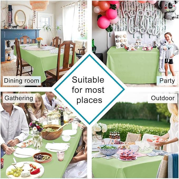 Hiasan Light Sage Square Tablecloth - Waterproof and Spillproof Washable Fabric Table Cloth for Dining Room Kitchen, 60 x 60 Inch
