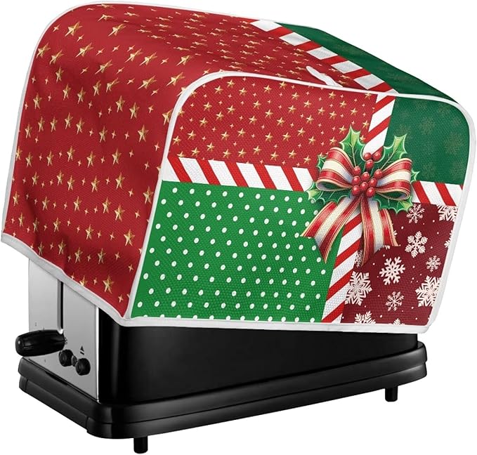 Doojoayie 2Slice Toaster Cover Dust Resistant Cover for Kitchen Small Appliance Christmas Theme Bread Machine Protector Decorative Accessories for Xmas Home Kitchen Decor