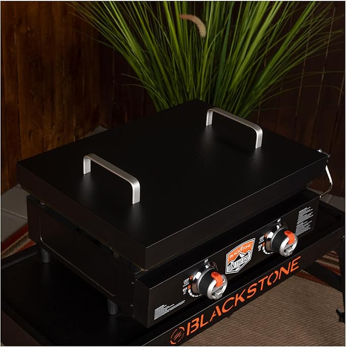 Blackstone 5079 Hard Cover Top Lid with Handle for 22" Griddle - Lightweight & Durable Storage Hood Cover - Powder Coated Steel - Flat Top Griddle Accessories Water Resistant Premium Model, Black