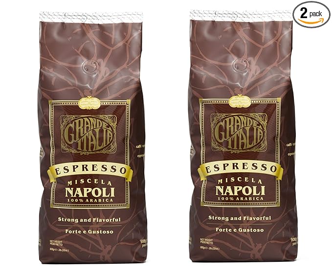 Grande Italia Espresso; Small Batch Artisan Roasted Miscela Napoli, 2 Lbs. (Pack of 2)
