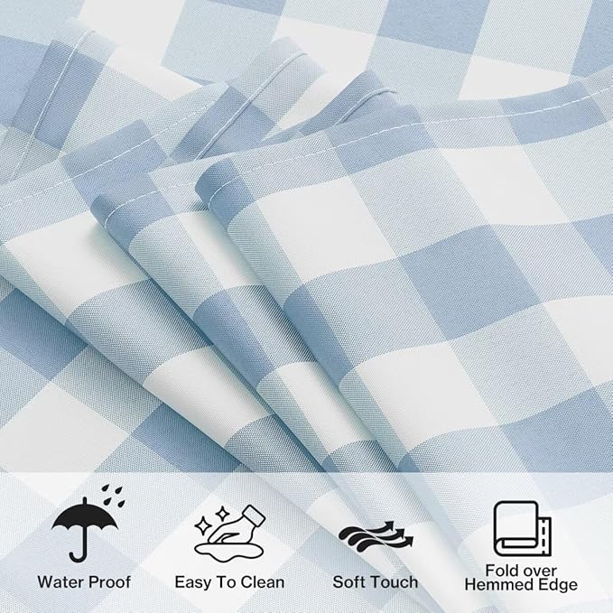Checkered Tablecloth Rectangle Gingham Table Cloths Waterproof Wrinkle Free Buffalo Plaid Table Covers Washable for Dining, Parties & Outdoor Picnic(Light Blue,60"×102")