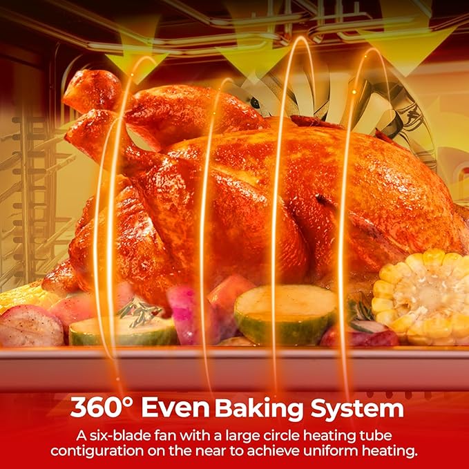 FOHERE Commercial Convection Oven - 50 Qt Large Capacity Electric Oven for Restaurant/Cafe/Food Industry, Black