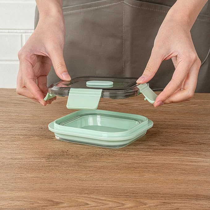 Restaurantware-Fresh Hero 17 Ounce Storage Containers, 20 Durable Airtight Food Containers - Microwavable, Freezable, Green Plastic Collapsible Container, Dishwashable, With Vented Lids