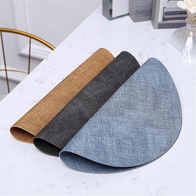 Double Sided Texture Leather Placemat Tableware Pad Oil Water Heat Insulation Non-Slip Tablemat for Kitchen Washable(Rice Apricot)