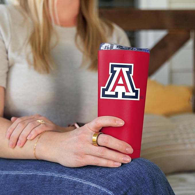 Logo Brands NCAA 20 oz Powder Coat Stainless Tumbler -Double-Wall Insulated Everday Tumbler for Hot or Cold Drinks, High Lip Lid, Team Color