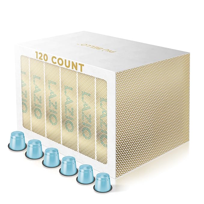 Piu Bello Lazio Espresso Coffee Pods – for Nespresso Original Machines – Compatible Capsules Pack – Rich & Balanced Taste – Strong Italian Espresso Flavor – Kosher Certified (120 Count, Single Flavor)