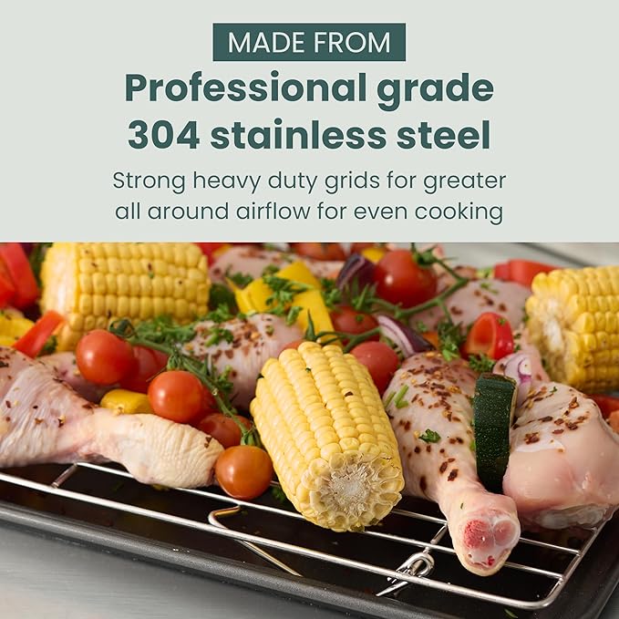 Ultra Cuisine Heavy Duty 3 Tiers Stackable, 16" x 10" Cooling Rack for Cooking and Baking - Professional Grade Premium 100% Stainless Steel Baking Rack & Wire Cooling Mesh - Dishwasher Safe - Pack 3