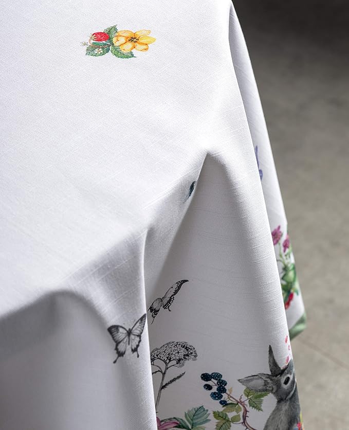 Maison d' Hermine Table Cloth Round Table 100% Cotton 63 Round Inches Tablecloth Reusable Decorative for Dining Room Farmhouse Home Valentines Day Decorations Spring Summer - Printemps