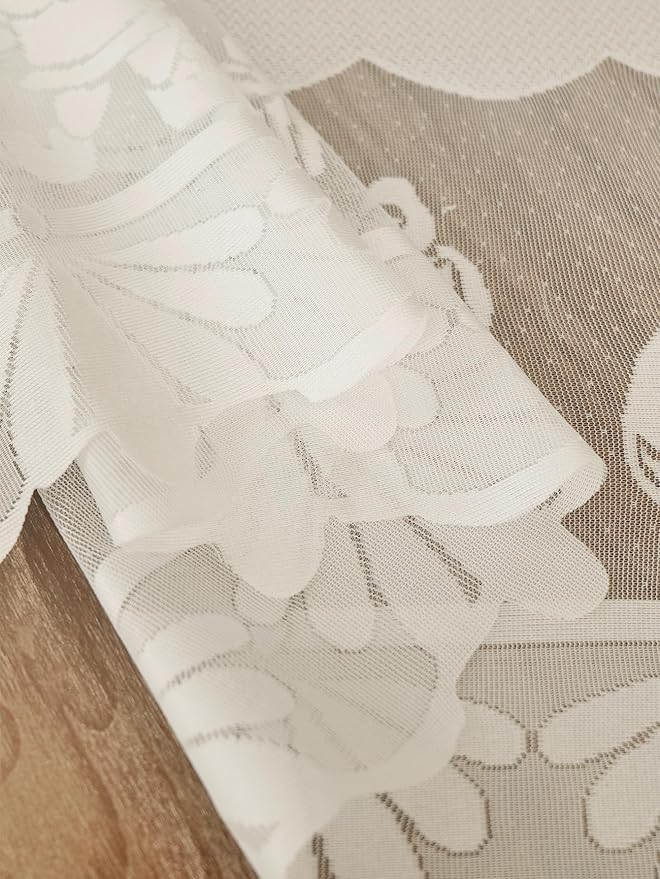 Jayla Christmas White Lace Tablecloth, Vintage White Lace Rectangular Tablecloth for Party Picnic Dinner Decor, 54 x 54 Inches