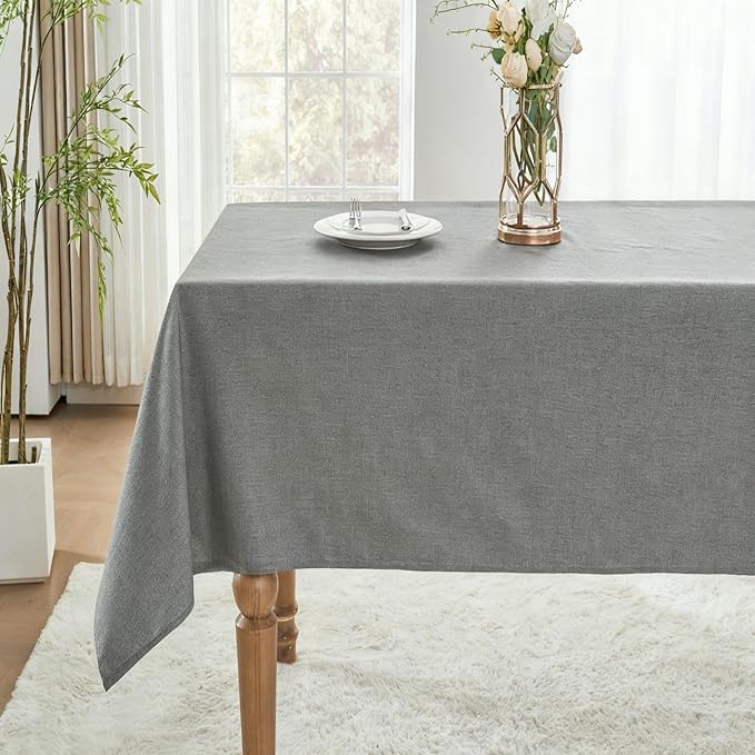 EKAINA Waterproof Faux Linen Rectangle Tablecloth Spill-Proof Wipe-Clean Dining Table Cover for Kitchen Party Holiday Everyday Use