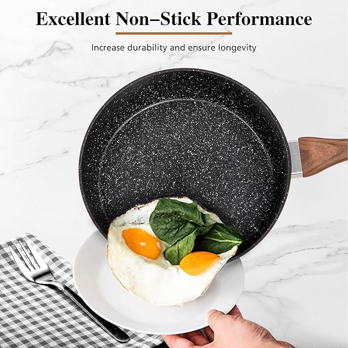DishDelight Pots and Pans Set Non Stick, 30 Pieces Granite Kitchen Cookwar Sets with Nonstick Granite Coating, Baking Tray, Frying Pan and Saucepan, Induction Cooking Set, Black