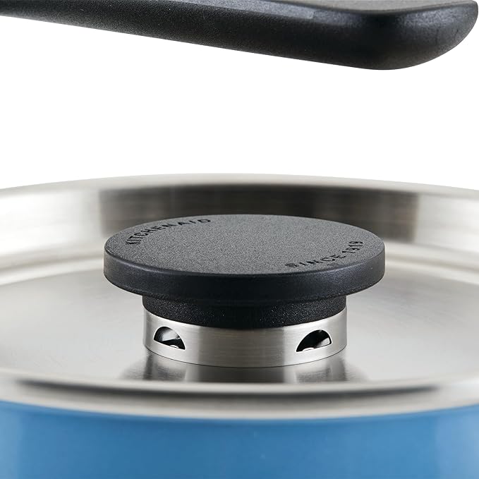KitchenAid Teakettles Enamel-on-Steel Stovetop Whistling Teakettle, Induction Ready, Stainless steel Lid, 2 Quart - Blue Velvet