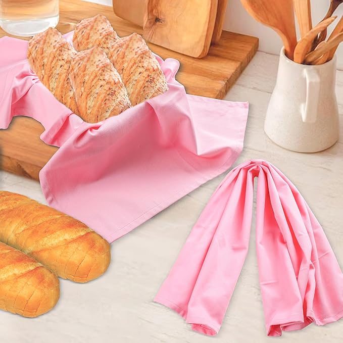 Urban Villa Kitchen Towels 100% Cotton Dish Towels for Kitchen(Set of 6) 20”x30” Dish Cloths Highly Absorbent Kitchen Linen Set with Hanging Loop Perfect for Drying Dishes Cleaning Hand Towels – Pink