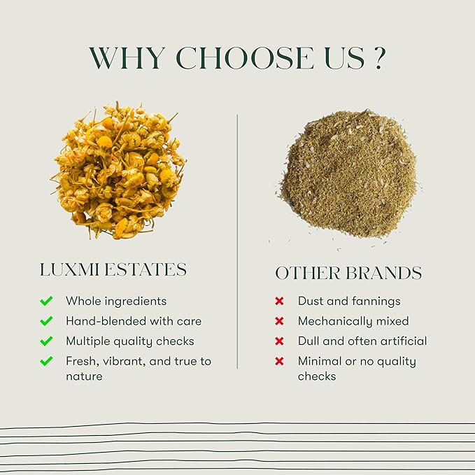 Luxmi Estates - Chamomile Honey Herbal Tea - 50g (25 Cups) | Certified Organic Tea | Caffeine-Free