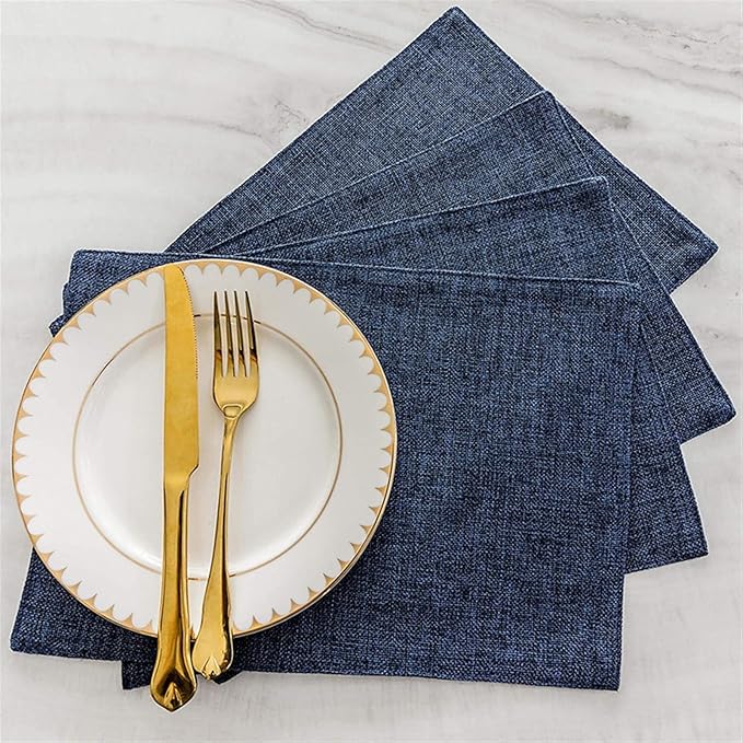 Non-Slip Placemats Woven Blue Set of 4/6 Pieces Heat Dining for Kitchen Washable Table Mat(Gray 4 Pieces)