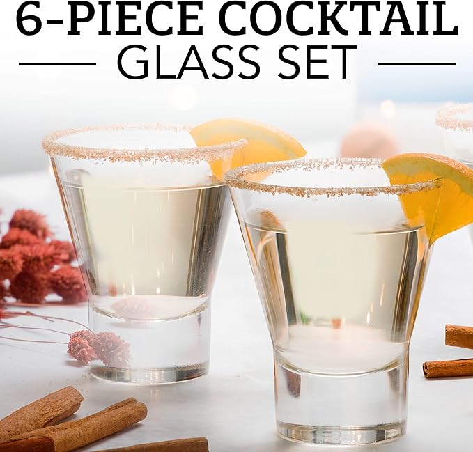 Bormioli Rocco Ypsilon Pre Dinner Glasses - Set of 6, 8.5 Oz Modern Aperitif Drinkware for Cocktails, Wine & Beverages – Elegant Italian Barware - Clear Glass Cups, Dishwasher Safe