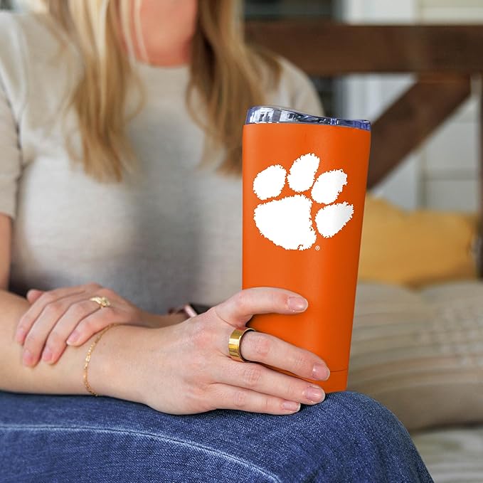 Logo Brands NCAA 20 oz Powder Coat Stainless Tumbler -Double-Wall Insulated Everday Tumbler for Hot or Cold Drinks, High Lip Lid, Team Color
