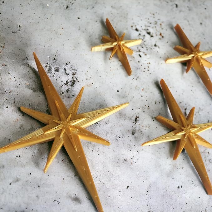 Midcentury Modern Vintage Style Atomic Star Bursts Fridge Magnets Art Refrigerator Kitchen Décor 1960s Retro Stars 50s Home Office MCM (Gold)