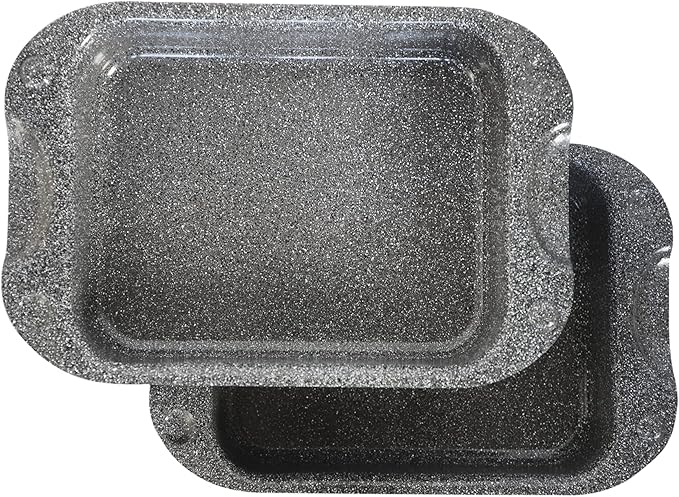 DaTerra Cucina - 13" Nonstick Ceramic Coated Dual Roasting Pan Set – 2 Identical Pans, Oven Safe, Ideal for Roasting, Baking, Searing, Braising, Casseroles, Fits Most Toaster Ovens